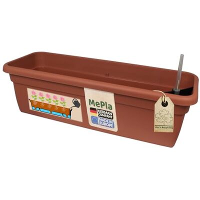 MePla Balkonkasten XXL mit Wasserspeicher 80 cm Terracotta, wetterfestes Pflanzkasten aus UV-beständigem Kunststoff MePla Balkonkasten XXL mit Wasserspeicher 80 cm Terracotta, wetterfestes Pflanzkasten aus UV-beständigem Kunststoff