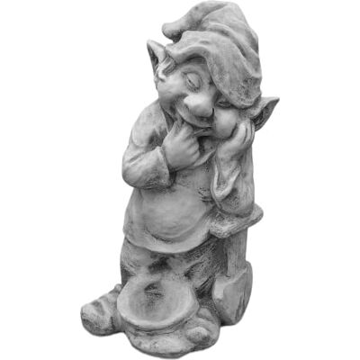 gartendekoparadies.de Gnom Macht den Garten Schön, Steinfigur Wichtel, Grau, Frostsicher aus Steinguss für Außenbereich, H. 46 cm, 12 kg gartendekoparadies.de Gnom Macht den Garten Schön, Steinfigur Wichtel, Grau, Frostsicher aus Steinguss für Außenbereich, H. 46 cm, 12 kg