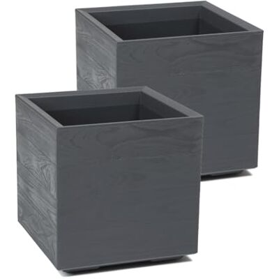 Kreher ® XL Pflanzkasten Pflanzkübel Übertopf 'Eco Wood' in verschiedenen Größen. Tolle Holz Optik in Anthrazit! Aus robustem, recyceltem Kunststoff. (2, 40x40x40 cm) Kreher ® XL Pflanzkasten Pflanzkübel Übertopf 'Eco Wood' in verschiedenen Größen. Tolle Holz Optik in Anthrazit! Aus robustem, recyceltem Kunststoff. (2, 40x40x40 cm)