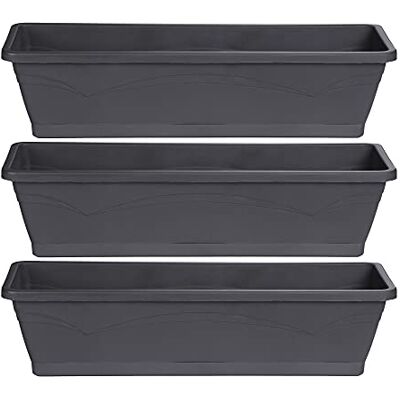 Ondis24 3X Balkonkasten Rom je 6 Liter Pflanzvolumen 3er Set Pflanzkübel mit Wasserspeicher/Untersetzer, Balkon Terrasse, Blumenkübel 50x15x12 cm (Anthrazit) Ondis24 3X Balkonkasten Rom je 6 Liter Pflanzvolumen 3er Set Pflanzkübel mit Wasserspeicher/Untersetzer, Balkon Terrasse, Blumenkübel 50x15x12 cm (Anthrazit)