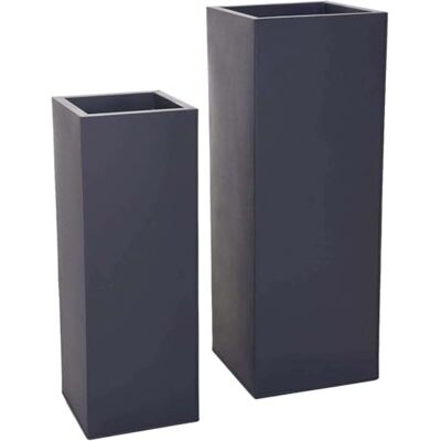 VIVANNO Pflanzkübel Blumenkübel Zink Metall Anthrazit 2er Set Block 80/65 VIVANNO Pflanzkübel Blumenkübel Zink Metall Anthrazit 2er Set Block 80/65