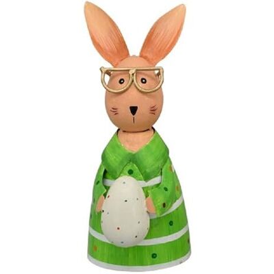 ETC fröhlich bunter Zaunhocker Hase mit Brille und Ei Metall bemalt grün weiß pink (grün) ETC fröhlich bunter Zaunhocker Hase mit Brille und Ei Metall bemalt grün weiß pink (grün)