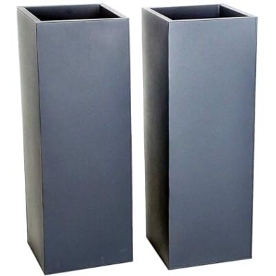 VIVANNO Pflanzkübel Blumenkübel Zink Metall Anthrazit 2er Set Block 65 VIVANNO Pflanzkübel Blumenkübel Zink Metall Anthrazit 2er Set Block 65
