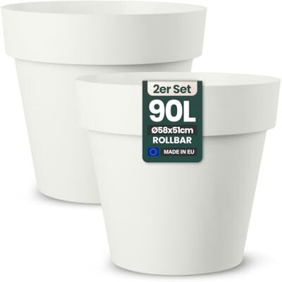 Kreher XXL Pflanztopf/Pflanzkübel rund mit 79 cm / 58 cm Durchmesser, ausstattet mit Rollen! Der Eye-Catcher für Garten, Terrasse, Restaurants & Gewerbe! (Weiß, 2er XL) Kreher XXL Pflanztopf/Pflanzkübel rund mit 79 cm / 58 cm Durchmesser, ausstattet mit Rollen! Der Eye-Catcher für Garten, Terrasse, Restaurants & Gewerbe! (Weiß, 2er XL)