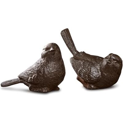 Loberon Deko-Vogel 2er Set Birdy, braun Sommer, Outdoor, Gartenausstattung, Zwei Vögel im Set, Massives Gusseisen, Herrlich schöne Patina Loberon Deko-Vogel 2er Set Birdy, braun Sommer, Outdoor, Gartenausstattung, Zwei Vögel im Set, Massives Gusseisen, Herrlich schöne Patina
