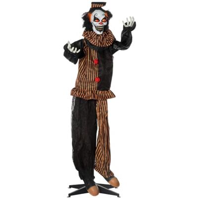 Outsunny Halloween Deko Clown Outdoor 170cm Animiert Horror Skelett Halloween Clown, mit Leuchtenden Augen, Gruseligem Sound, Halloweendeko, Halloween-Dekoration, für Tür, Garten, Party Outsunny Halloween Deko Clown Outdoor 170cm Animiert Horror Skelett Halloween Clown, mit Leuchtenden Augen, Gruseligem Sound, Halloweendeko, Halloween-Dekoration, für Tür, Garten, Party