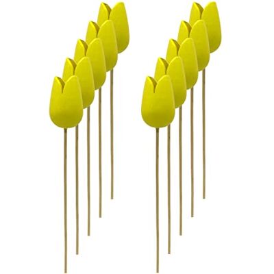 DARO DEKO Holz Dekostecker Tulpe 4 x 36cm gelb 10 Stück Garten-Deko Blumen-Stecker künstlich Holzblume Tulip DARO DEKO Holz Dekostecker Tulpe 4 x 36cm gelb 10 Stück Garten-Deko Blumen-Stecker künstlich Holzblume Tulip