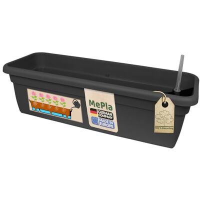 MePla Balkonkasten XXL mit Wasserspeicher 80 cm anthrazit, wetterfestes Pflanzkasten aus UV-beständigem Kunststoff MePla Balkonkasten XXL mit Wasserspeicher 80 cm anthrazit, wetterfestes Pflanzkasten aus UV-beständigem Kunststoff