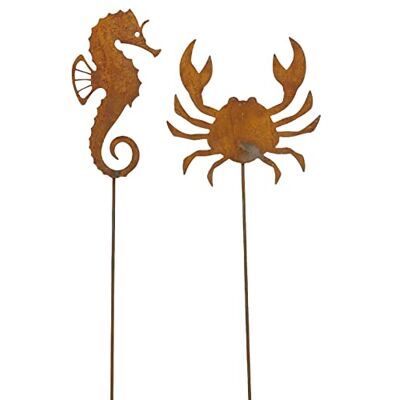 ETC dekorativer maritimer Garten-Stecker Deko-Stecker Schiff und Anker sowie Seepferdchen und Krebs Metall rostig (Rostbraun Seepferdchen und Krebs) ETC dekorativer maritimer Garten-Stecker Deko-Stecker Schiff und Anker sowie Seepferdchen und Krebs Metall rostig (Rostbraun Seepferdchen und Krebs)
