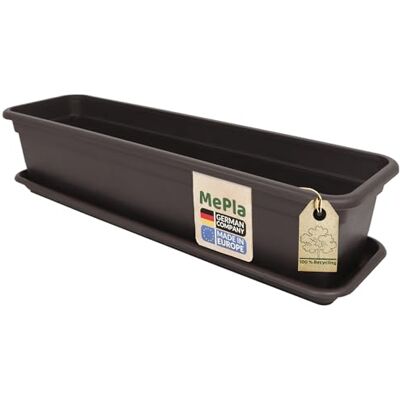 MePla Balkonkasten Balcony 80 cm + Untersetzer Braun Blumenkübel Pflanzentopf Pflanzenkasten aus wetterfest UV-beständigem Kunststoff MePla Balkonkasten Balcony 80 cm + Untersetzer Braun Blumenkübel Pflanzentopf Pflanzenkasten aus wetterfest UV-beständigem Kunststoff