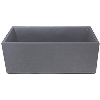 Ondis24 Pflanzkübel Blumenkübel Blumentopf Vulkan Pierre 100cm, Schiefer Optik mit Wasserspeicher, Winterfest (Hellgrau) Ondis24 Pflanzkübel Blumenkübel Blumentopf Vulkan Pierre 100cm, Schiefer Optik mit Wasserspeicher, Winterfest (Hellgrau)