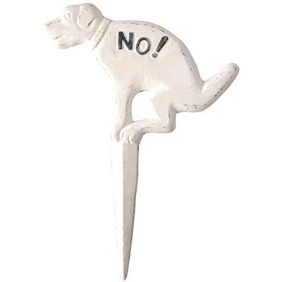 Esschert Design 3 Stück Steckschild, Verbotsschild für Hunde "No" Hund, antik-weiß aus Gusseisen, ca. 24 cm x 33 cm Esschert Design 3 Stück Steckschild, Verbotsschild für Hunde "No" Hund, antik-weiß aus Gusseisen, ca. 24 cm x 33 cm