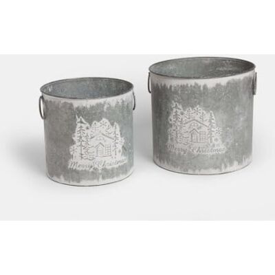 Loberon Übertopf 2er Set Belvierre, antikgrau Weihnachten, Winter, Festtage, Weihnachtsbaum, Eisen mit eingeprägtem Weihnachtsrelief, Mit Antikgrau-Finish Loberon Übertopf 2er Set Belvierre, antikgrau Weihnachten, Winter, Festtage, Weihnachtsbaum, Eisen mit eingeprägtem Weihnachtsrelief, Mit Antikgrau-Finish