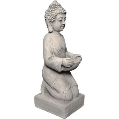 gartendekoparadies.de Buddha Statue auf einem Podest, Steinfigur aus Steinguss, Weißbeton, Frostsicher für Außenbereich, H. 43 cm, 9 kg (Grau) gartendekoparadies.de Buddha Statue auf einem Podest, Steinfigur aus Steinguss, Weißbeton, Frostsicher für Außenbereich, H. 43 cm, 9 kg (Grau)
