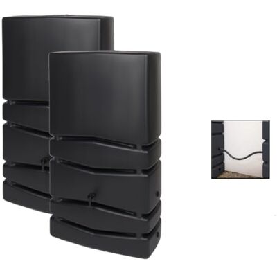 Kreher Regentonne XXL Aqua Tower 2er-Set Kunststoff (Anthrazit, 2 x 350 L) Wassertonnen mit Verbindungsstück im schlichten Design, ideal zur Regenwassersammlung im Garten Kreher Regentonne XXL Aqua Tower 2er-Set Kunststoff (Anthrazit, 2 x 350 L) Wassertonnen mit Verbindungsstück im schlichten Design, ideal zur Regenwassersammlung im Garten