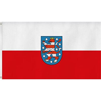 normani Bundesland Fahne, Grösse: ca. 90x150 cm, Ordentliche Qualität KEINE hauchdünne Ware Stoffgewicht ca. 90 gr/m2, Reissfest, für Außenbereich geeignet Thüringen 90 x 150 cm normani Bundesland Fahne, Grösse: ca. 90x150 cm, Ordentliche Qualität KEINE hauchdünne Ware Stoffgewicht ca. 90 gr/m2, Reissfest, für Außenbereich geeignet Thüringen 90 x 150 cm