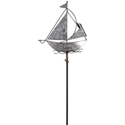 Posiwio dekorativer maritimer Garten-Stecker Deko-Stecker Segelboot Metall silberfarbig verzinkt Posiwio dekorativer maritimer Garten-Stecker Deko-Stecker Segelboot Metall silberfarbig verzinkt