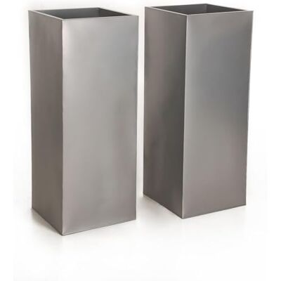 VIVANNO 2er Set Zink Blumenkübel Pflanzkübel Übertöpfe 100cm Silber Moderne Pflanzgefäße im Block Design aus pulverbeschichtetem Stahlblech für Garten, Auffahrt und Eingangsbereich VIVANNO 2er Set Zink Blumenkübel Pflanzkübel Übertöpfe 100cm Silber Moderne Pflanzgefäße im Block Design aus pulverbeschichtetem Stahlblech für Garten, Auffahrt und Eingangsbereich