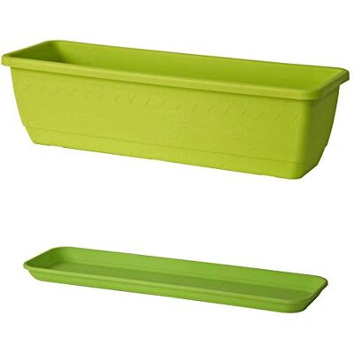 Euro3plast Inis Blumenkasten mit Untersetzer aus Kunststoff 3 Größen 4 Farben (60 cm, Grün) Euro3plast Inis Blumenkasten mit Untersetzer aus Kunststoff 3 Größen 4 Farben (60 cm, Grün)