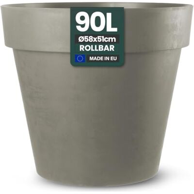 Kreher XXL Blumenkübel mit Rollen in 79 und 58 cm Durchmesser, Anthrazit und Weiss. Robuster Pflanzkübel, Übertopf Gross für Blumen, Bäume, aussen und innen. (Braun, XL-Ø58cm) Kreher XXL Blumenkübel mit Rollen in 79 und 58 cm Durchmesser, Anthrazit und Weiss. Robuster Pflanzkübel, Übertopf Gross für Blumen, Bäume, aussen und innen. (Braun, XL-Ø58cm)