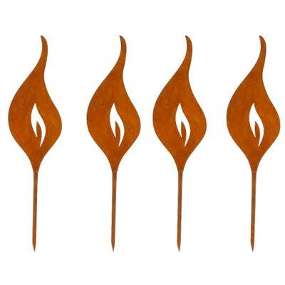 Storm Rost Deko Flamme 4er Set 23 cm Gartenstecker Edelrost Metall zum Stecken für Garten & Balkon, wetterfest, 2 mm Materialstärke, 6,5 cm breit, 5 cm Erdspieß Storm Rost Deko Flamme 4er Set 23 cm Gartenstecker Edelrost Metall zum Stecken für Garten & Balkon, wetterfest, 2 mm Materialstärke, 6,5 cm breit, 5 cm Erdspieß