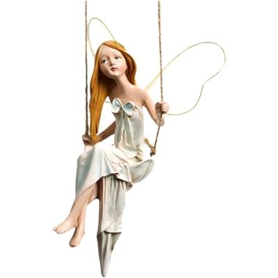Licsaliwe Feengartenschaukel, 20, 3 cm große Engelsstatue aus Kunstharz für Gartendekoration Licsaliwe Feengartenschaukel, 20, 3 cm große Engelsstatue aus Kunstharz für Gartendekoration