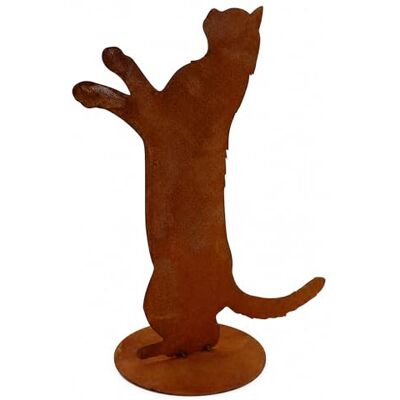 Rostikal Gartendeko Rost Katzenfigur aus Metall, Edelrost Katze stehend auf runder Bodenplatte Ø 18 cm, ca. 40 cm hoch 34 cm breit, Vintage Shabby-Chic Deko für Garten Terrasse und Zuhause Rostikal Gartendeko Rost Katzenfigur aus Metall, Edelrost Katze stehend auf runder Bodenplatte Ø 18 cm, ca. 40 cm hoch 34 cm breit, Vintage Shabby-Chic Deko für Garten Terrasse und Zuhause