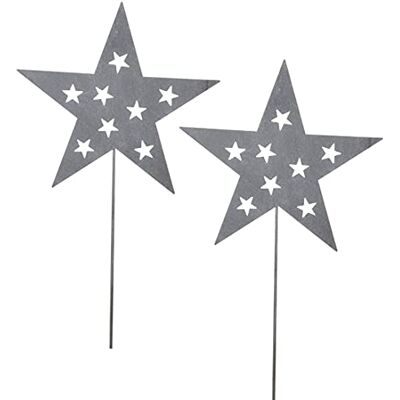 ETC stimmungsvoller Garten-Stecker Stern am Stab Dekostern Weihnachtsstern Metall mit ausgelaserten Sternchen Preis für 2 Stück edelrostig oder hellgrau 2 x hellgrau Stern ca. 22 cm 62 cm Stab ETC stimmungsvoller Garten-Stecker Stern am Stab Dekostern Weihnachtsstern Metall mit ausgelaserten Sternchen Preis für 2 Stück edelrostig oder hellgrau 2 x hellgrau Stern ca. 22 cm 62 cm Stab