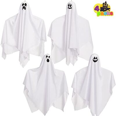 JOYIN 4 Stück Halloween hängende Geister leuchten im Dunkeln (70 cm), niedliche Fliegende Geister für Vorgarten Terrasse Rasen Garten Partydekor, Halloween hängende Dekorationen JOYIN 4 Stück Halloween hängende Geister leuchten im Dunkeln (70 cm), niedliche Fliegende Geister für Vorgarten Terrasse Rasen Garten Partydekor, Halloween hängende Dekorationen