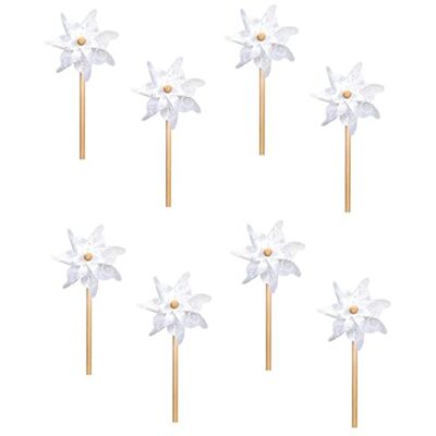 Posiwio dekoratives Windrad Windmühle auf Stab PVC weiß-transparent mit stilisiertem Blütenmuster in verschiedenen Größen und Mengeneinheiten (8, klein) Posiwio dekoratives Windrad Windmühle auf Stab PVC weiß-transparent mit stilisiertem Blütenmuster in verschiedenen Größen und Mengeneinheiten (8, klein)