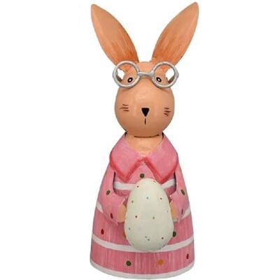ETC fröhlich bunter Zaunhocker Hase mit Brille und Ei Metall bemalt grün weiß pink (pink) ETC fröhlich bunter Zaunhocker Hase mit Brille und Ei Metall bemalt grün weiß pink (pink)