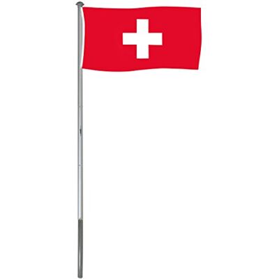 BRUBAKER Aluminium Fahnenmast Flaggenmast 4 m inklusive Deutschland Flagge mit Schweiz Flagge 150 x 90 cm und Bodenhülse BRUBAKER Aluminium Fahnenmast Flaggenmast 4 m inklusive Deutschland Flagge mit Schweiz Flagge 150 x 90 cm und Bodenhülse