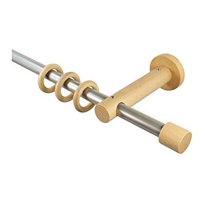 iso-design Gardinenstangen 16 mm aus Metall und Holz Alu/Buche Endstück Kappe, 160 cm iso-design Gardinenstangen 16 mm aus Metall und Holz Alu/Buche Endstück Kappe, 160 cm
