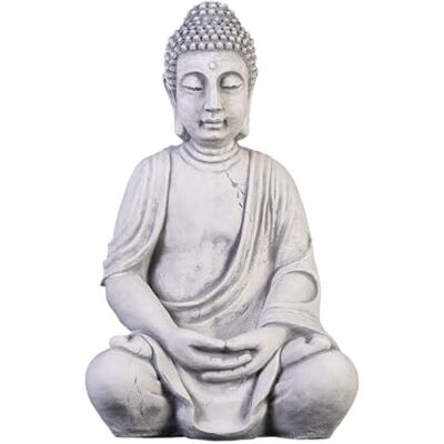 gartendekoparadies.de Buddha Statue, Steinfigur aus Steinguss, Grau, H. 50 cm, 26 kg, Frostsicher für Außenbereich gartendekoparadies.de Buddha Statue, Steinfigur aus Steinguss, Grau, H. 50 cm, 26 kg, Frostsicher für Außenbereich