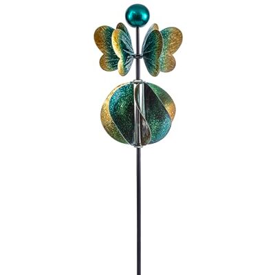Dehner Windrad, grün/gelb, Ø 21 cm, Höhe 115 cm frostbeständiges Windspiel, Eisen Dehner Windrad, grün/gelb, Ø 21 cm, Höhe 115 cm frostbeständiges Windspiel, Eisen