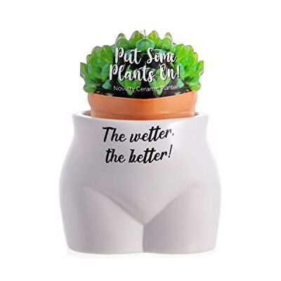 Boxer Gifts Wetter The Better Novelty Pflanztopf in Körperform, lustig, unhöflich, Heimdekoration, Geschenk, Keramik, Weiß, Schwarz, Einheitsgröße Boxer Gifts Wetter The Better Novelty Pflanztopf in Körperform, lustig, unhöflich, Heimdekoration, Geschenk, Keramik, Weiß, Schwarz, Einheitsgröße