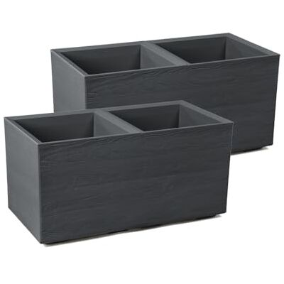 Kreher ® XL Pflanzkasten Pflanzkübel Übertopf 'Eco Wood' in verschiedenen Größen. Tolle Holz Optik in Anthrazit! Aus robustem, recyceltem Kunststoff. (2, 80x40x40 cm) Kreher ® XL Pflanzkasten Pflanzkübel Übertopf 'Eco Wood' in verschiedenen Größen. Tolle Holz Optik in Anthrazit! Aus robustem, recyceltem Kunststoff. (2, 80x40x40 cm)