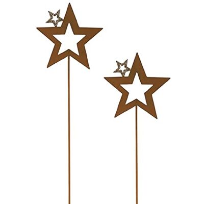 ETC weihnachtlicher stimmungsvoller Garten-Stecker Stern am Stab Dekostern Weihnachtsstern Metall beiseitig farbig je nach Auswahl Preis für 2 Stück (2 x rostig mit Goldglitzer) ETC weihnachtlicher stimmungsvoller Garten-Stecker Stern am Stab Dekostern Weihnachtsstern Metall beiseitig farbig je nach Auswahl Preis für 2 Stück (2 x rostig mit Goldglitzer)