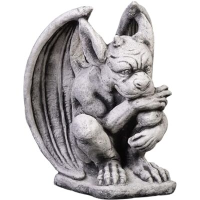 gartendekoparadies.de Gargoyle der Nachdenklich, Steinfigur, Grau, Frostsicher aus Steinguss für Außenbereich, H. 27 cm, 7 kg gartendekoparadies.de Gargoyle der Nachdenklich, Steinfigur, Grau, Frostsicher aus Steinguss für Außenbereich, H. 27 cm, 7 kg