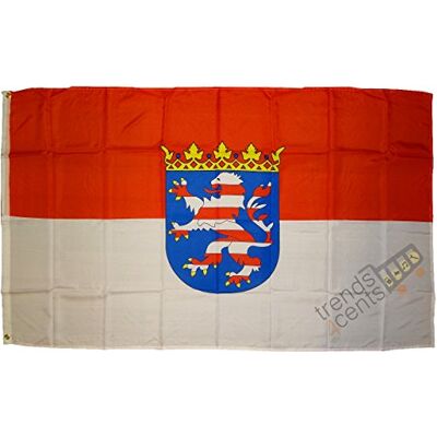 trends4cents Flagge Hessen mit Wappen 250x150 cm 100 g/m², mehrfach genäht – Messingösen Fahne Hessen mit Wappen im Format 250x150 cm, Stoffgewicht 100 g/m², mehrfach genäht – Messingösen – zum Hissen am Fahnenmast trends4cents Flagge Hessen mit Wappen 250x150 cm 100 g/m², mehrfach genäht – Messingösen Fahne Hessen mit Wappen im Format 250x150 cm, Stoffgewicht 100 g/m², mehrfach genäht – Messingösen – zum Hissen am Fahnenmast