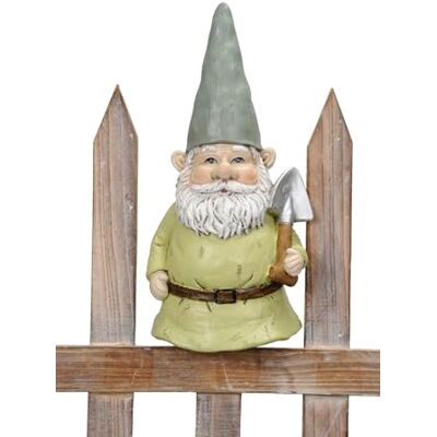 Posiwio Zaunhocker Gartenzerg mit Bart und Schaufel und Grauer Zwergenmütze Polystone bemalt ca. 20 cm hoch Posiwio Zaunhocker Gartenzerg mit Bart und Schaufel und Grauer Zwergenmütze Polystone bemalt ca. 20 cm hoch