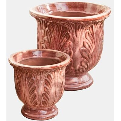 Loberon Übertopf 2er Set Aurezia, Bordeaux Sommer, Outdoor, Gartenausstattung, Balkon, Mit Ablaufloch, Glasierter Ton, Mediterranes Terrassenflair Loberon Übertopf 2er Set Aurezia, Bordeaux Sommer, Outdoor, Gartenausstattung, Balkon, Mit Ablaufloch, Glasierter Ton, Mediterranes Terrassenflair