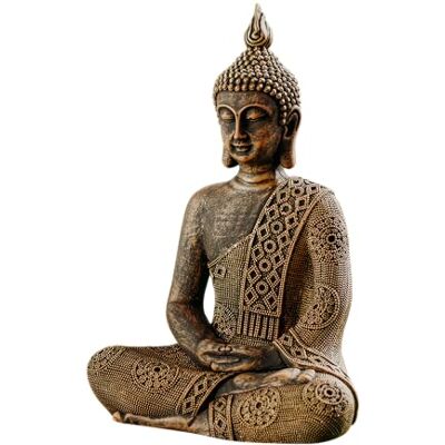 gartendekoparadies.de Thailändische Buddha Statue für Garten, Steinguss, 49 cm Höhe, 16 kg, Frostfest (Gold/Exklusiv) gartendekoparadies.de Thailändische Buddha Statue für Garten, Steinguss, 49 cm Höhe, 16 kg, Frostfest (Gold/Exklusiv)
