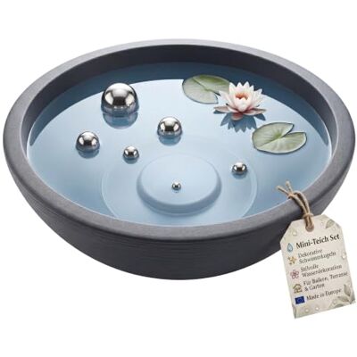 BigDean XL Miniteich Brunnen Set Schale mit Teichkugeln Komplettset Ø 60cm innen und außen geeignet BigDean XL Miniteich Brunnen Set Schale mit Teichkugeln Komplettset Ø 60cm innen und außen geeignet