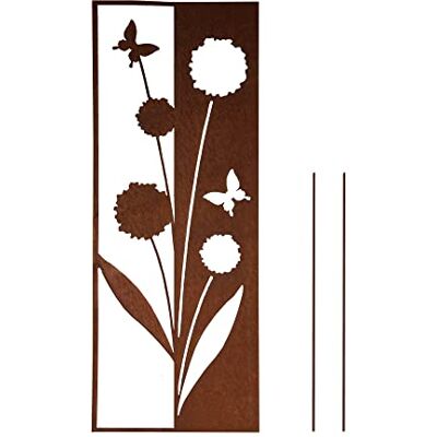 UNUS Garden Gartenschild mit Blumen, Design Gartendeko Rostoptik Gartenstecker aus Edelrost, Rost Deko für Garten UNUS Garden Gartenschild mit Blumen, Design Gartendeko Rostoptik Gartenstecker aus Edelrost, Rost Deko für Garten