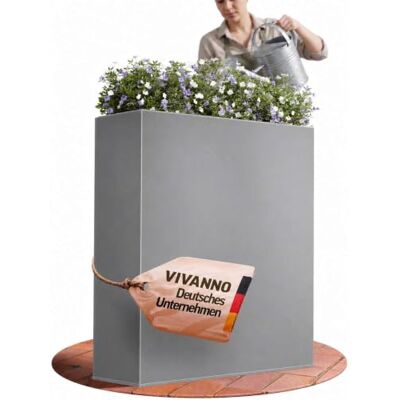 VIVANNO Pflanzkübel Raumteiler Sichtschutz Stahlblech 75x90x25 cm Grau Elemento Trennelement inklusive Einsatz, wetterfester Blumenkübel für Garten, Terrasse und Büro, Pulverbeschichtung VIVANNO Pflanzkübel Raumteiler Sichtschutz Stahlblech 75x90x25 cm Grau Elemento Trennelement inklusive Einsatz, wetterfester Blumenkübel für Garten, Terrasse und Büro, Pulverbeschichtung