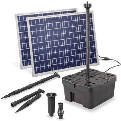Esotec Solar Teichfilter Set Filteranlage Unterwasserfilter 100/3400 100911 Teichfilter, 2x50Wp Solarmodule, Pumpe 18V/DC, 3400l/h, Förderhöhe 3m, Filterbox 1-stufig, Trockenlaufschutz, IP68, 5m Kabel Esotec Solar Teichfilter Set Filteranlage Unterwasserfilter 100/3400 100911 Teichfilter, 2x50Wp Solarmodule, Pumpe 18V/DC, 3400l/h, Förderhöhe 3m, Filterbox 1-stufig, Trockenlaufschutz, IP68, 5m Kabel