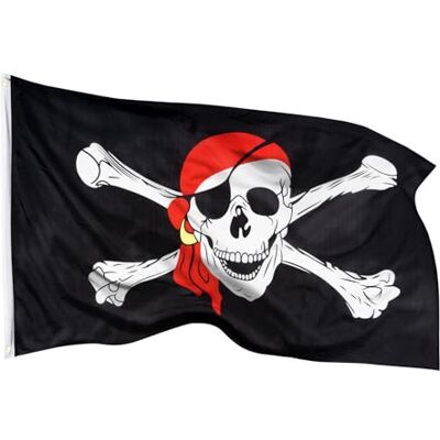 Aricona Piratenflagge Fahne mit Totenkopfdesign mit Messing-Ösen 90 x 150 cm Wetterfeste Fahnen für Fahnenmast 100% Polyester Aricona Piratenflagge Fahne mit Totenkopfdesign mit Messing-Ösen 90 x 150 cm Wetterfeste Fahnen für Fahnenmast 100% Polyester