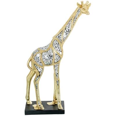 DRW Figur Einer Giraffe aus Harz und Spiegel aus Kunstharz in Gold, 39 x 18 x 69 cm DRW Figur Einer Giraffe aus Harz und Spiegel aus Kunstharz in Gold, 39 x 18 x 69 cm