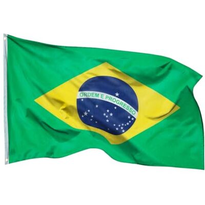 Aricona Brasilien Flagge 90x150cm wetterbeständige Fahne mit Messingösen, 100% Polyester, robuste Doppelnaht & in lebendigen Farben ideal für Flaggen-Liebhaber Aricona Brasilien Flagge 90x150cm wetterbeständige Fahne mit Messingösen, 100% Polyester, robuste Doppelnaht & in lebendigen Farben ideal für Flaggen-Liebhaber